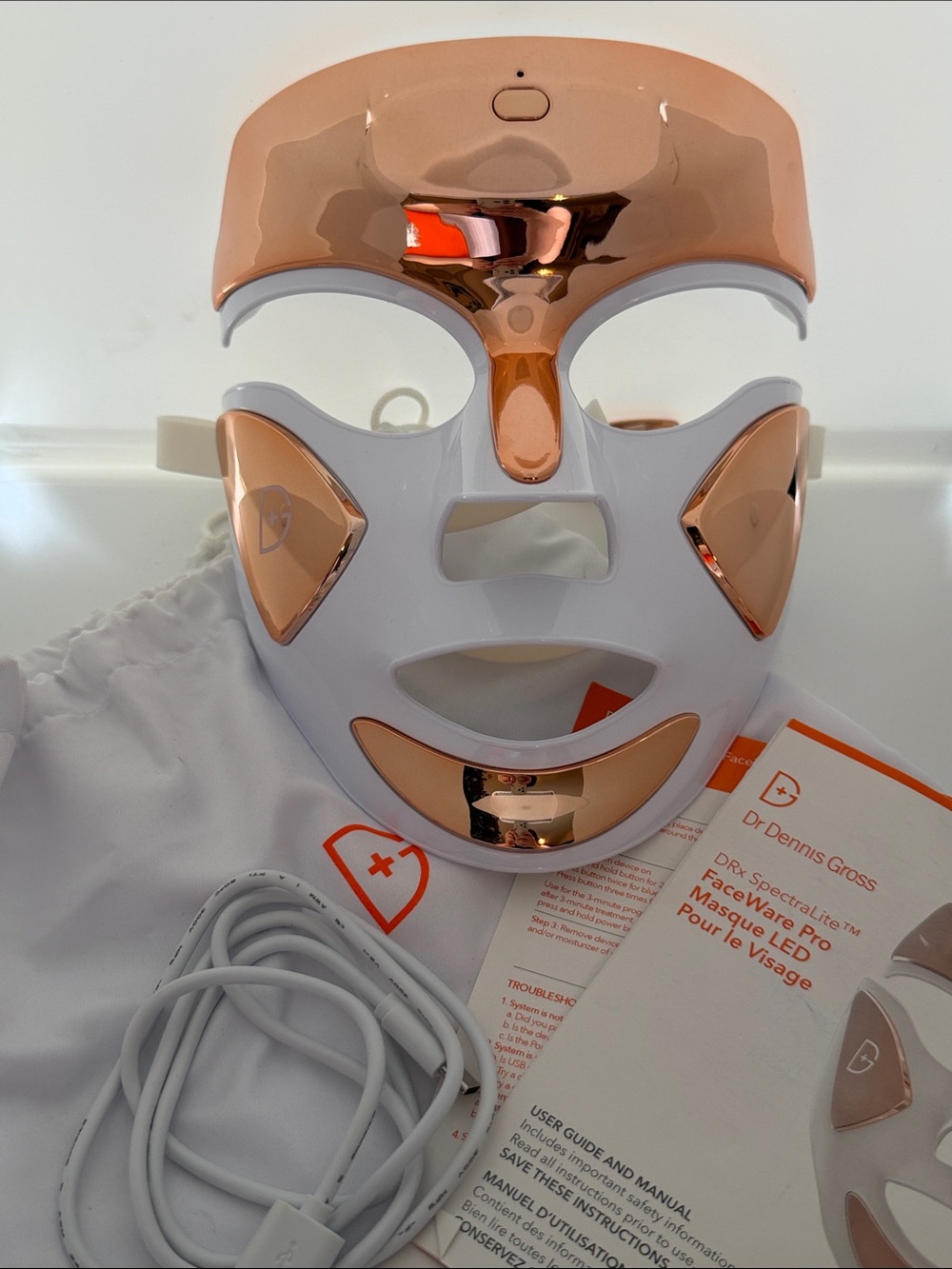 Dr. Dennis Gross DRx SpectraLite FaceWare Pro LED Mask - Rose Gold / White